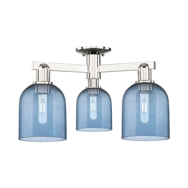 Innovations Lighting 716-3F-12-23 Bella Semi-Flush Bella 3 Light 23" - Polished Nickel / Blue