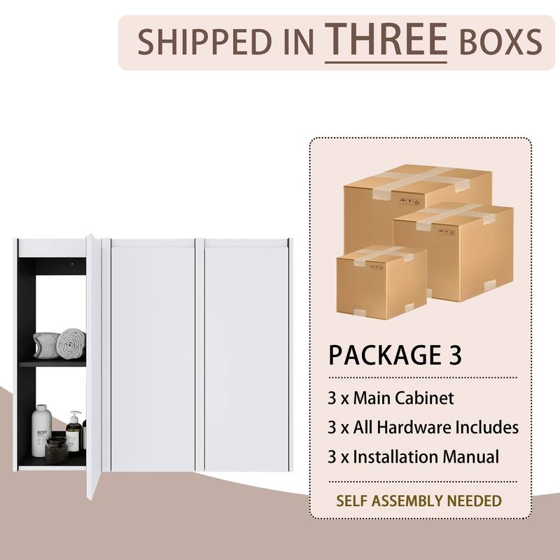 Beingnext 12"/36" Wall Mounted Bathroom Side Cabinet With Soft Close Door And Shelf