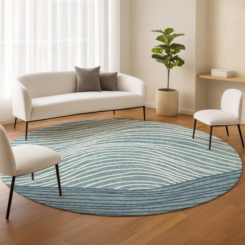 Machine Washable Indoor/ Outdoor Modern Arches Chantille Rug