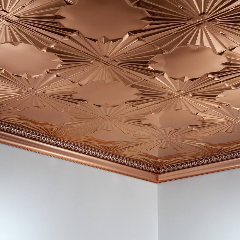 FASÄDE Art Deco Decorative Vinyl 2ft x 4ft Glue Up Ceiling Panel in Polished Copper (5 Pack)