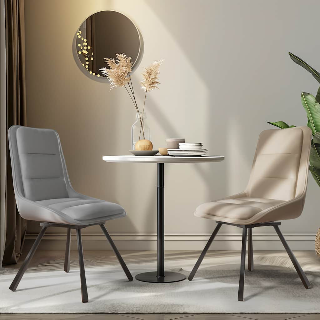 2x Modern Luxury Microfiber Leather Upholstered Dining Chairs Rotatable Seat