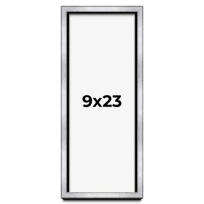 9x23 Shadow Box Frame Silver | 1.375 Inches Deep Real Wood