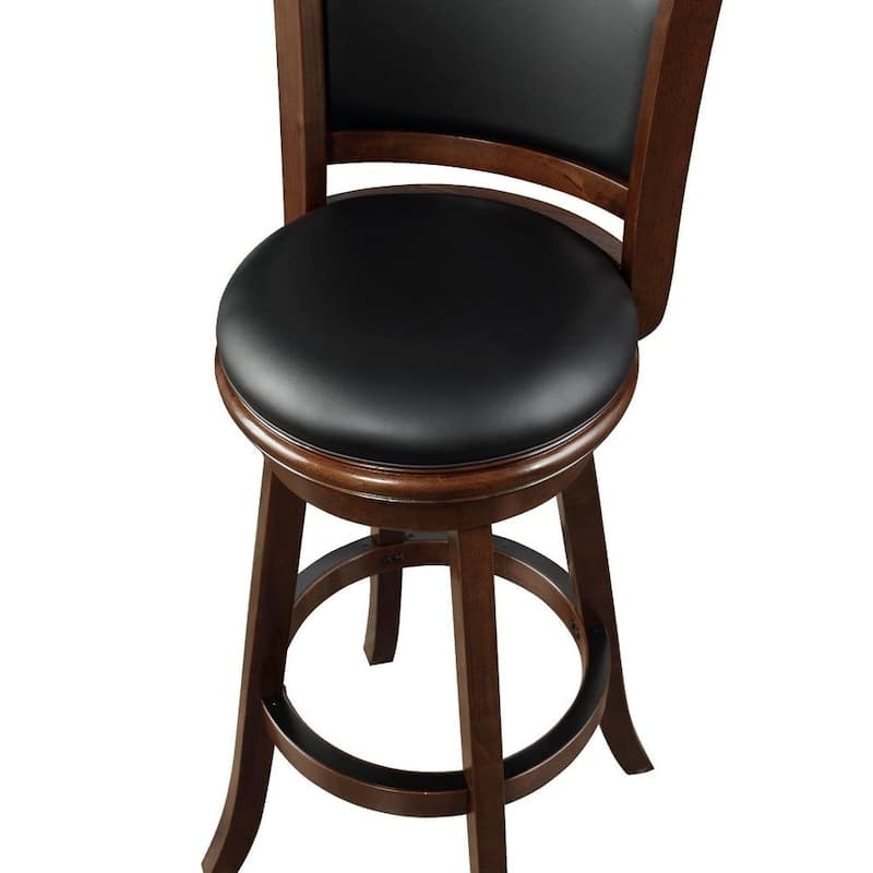 34 Inch Extra Tall Swivel Bar Stool, Wood, Faux Leather - 20 L x 18 W x 47 H