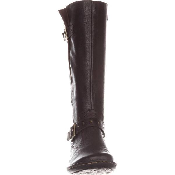 Shop B O C Born Austin Wide Calf Flat Comfort Boots Dark Brown