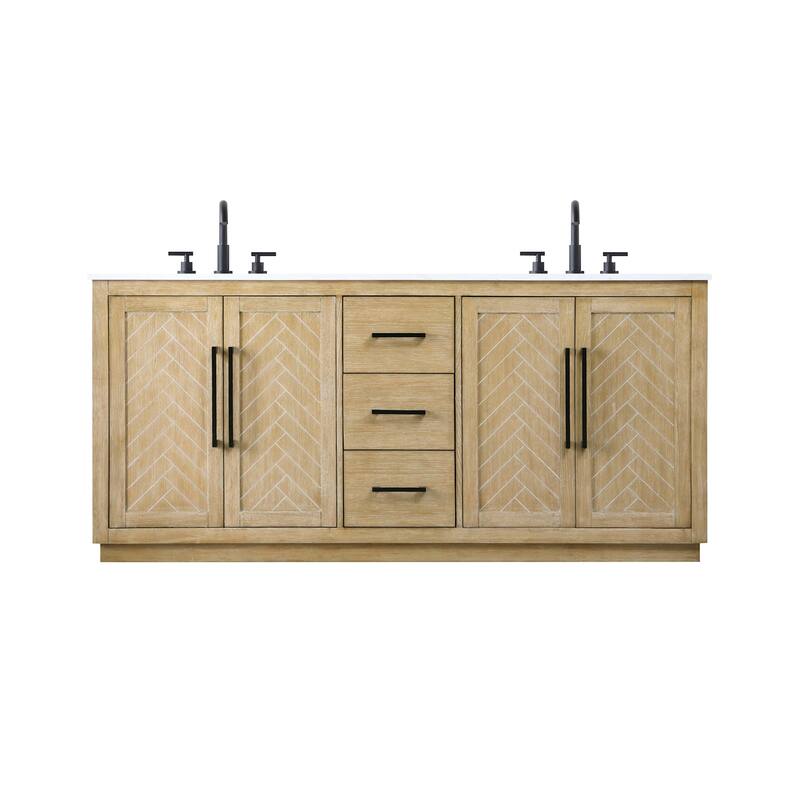 Elegant Lighting VF29072D Chase 72" Free Standing Double Basin Vanity - Linen Oak