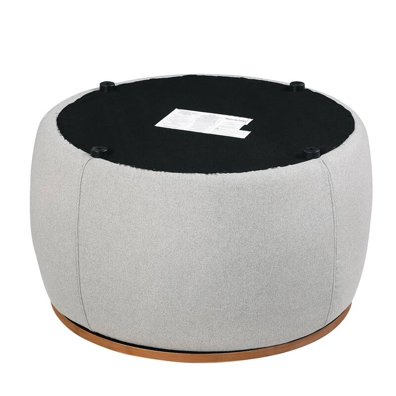Morden Fort Round Storage Ottoman Linen Footstool with Lid