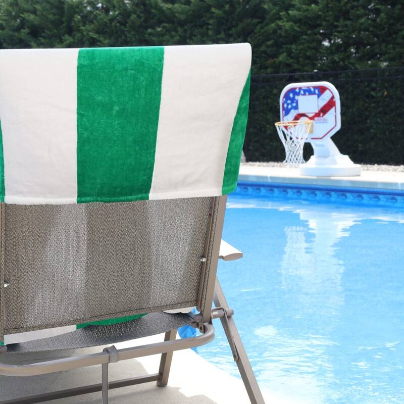 100% Cotton Cabana‑Stripe Lounge Chair Cover Terry Towel with Fitted Pocket & Back Flap Set of 2
