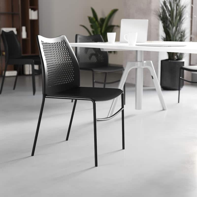 5 Pack Stackable Chair with Vented Back and Waterfall Seat - 17.75"W x 21.5"D x 32"H