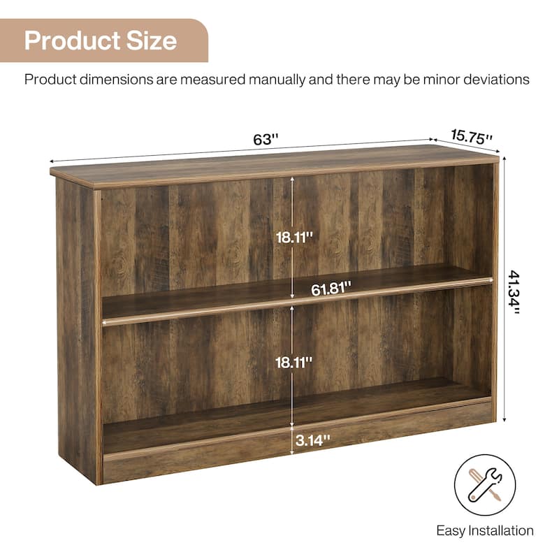 2-Tier Home Bar Unit Bar Cabinet Height Pub Table - 41.34" D x 63" W x 15.75" H