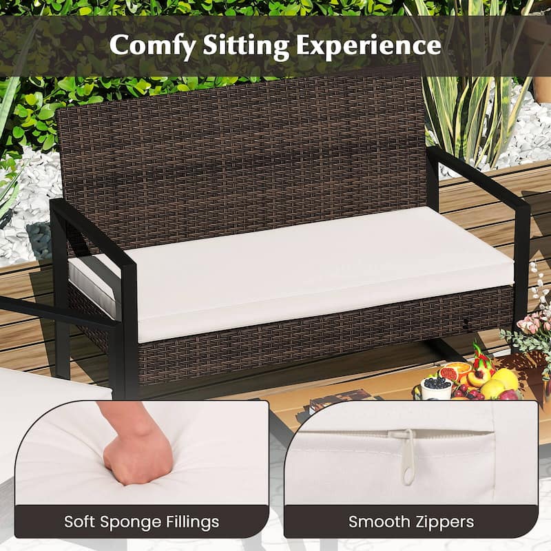 Costway 4 Piece Patio Furniture Set with Cushioned Chairs & Wood - See Details