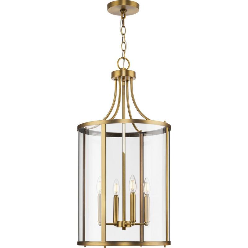 Gilliam Collection Four-Light Vintage Brass New Traditional Hall & Foyer - 15 in x 15 in x 30.62 in