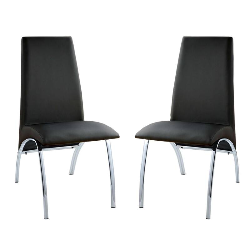 2PCS Leatherette Upholstered Side Chairs with Chrome Legs