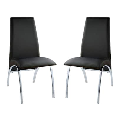 2PCS Leatherette Upholstered Side Chairs with Chrome Legs