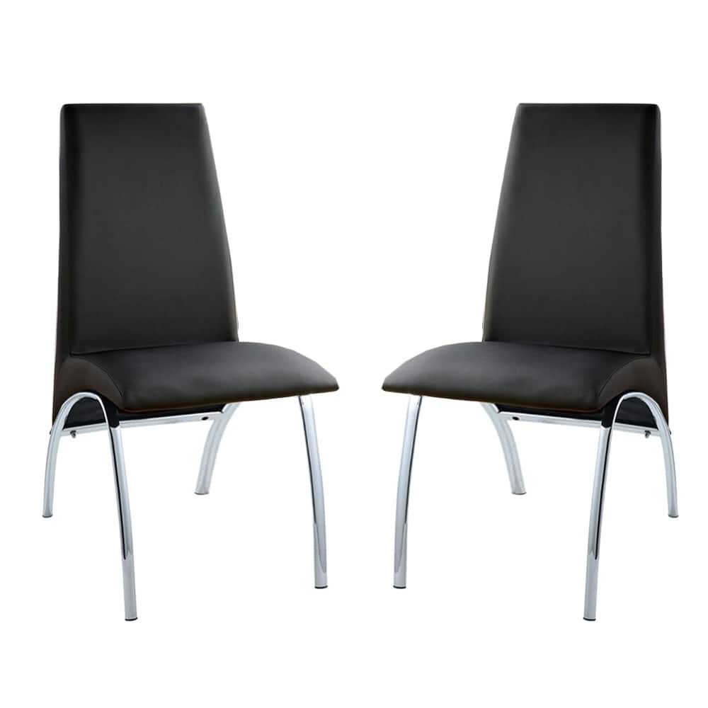2PCS Leatherette Upholstered Side Chairs with Chrome Legs