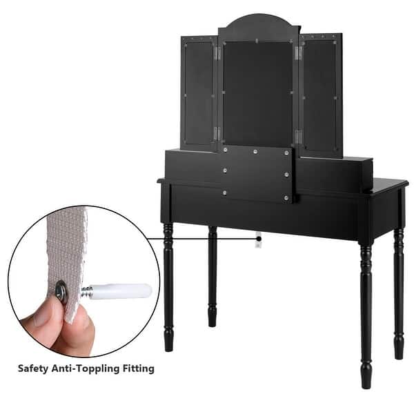 Shop Gymax 7 Drawers Vanity Set Dressing Table W Tri Folding