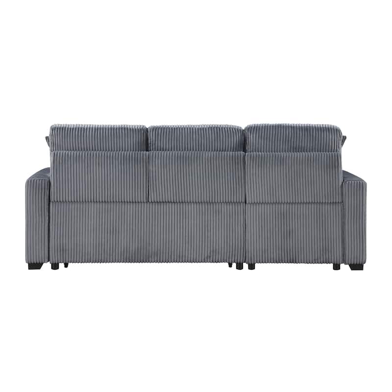 Jessenia Corduroy 3-Piece Reversible Sectional with Pull-out Bed
