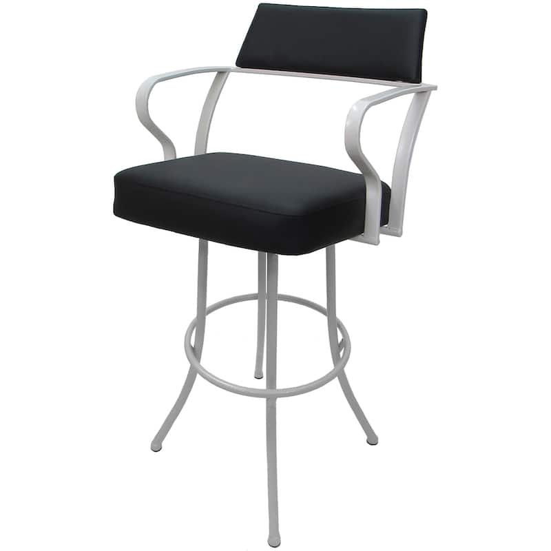 Carolina Extra Tall 34" Swivel Metal Spectator Bar Stool - 34" Seat Height - Black Vinyl - White