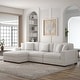 preview thumbnail 119 of 132, 118" W Corduroy L-shape Modular Sectional Sofa with Pillows Beige - Left Facing