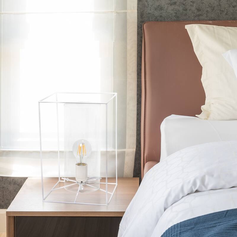 Lalia Home Framed Table Lamp with Clear Cylinder Glass Shade