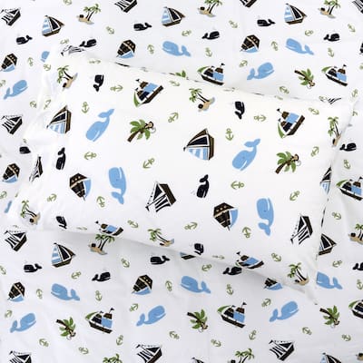 3-Piece Cotton Toddler Sheet Set for Kids Boys & Girls (Animals, Fish, Sports, Floral)