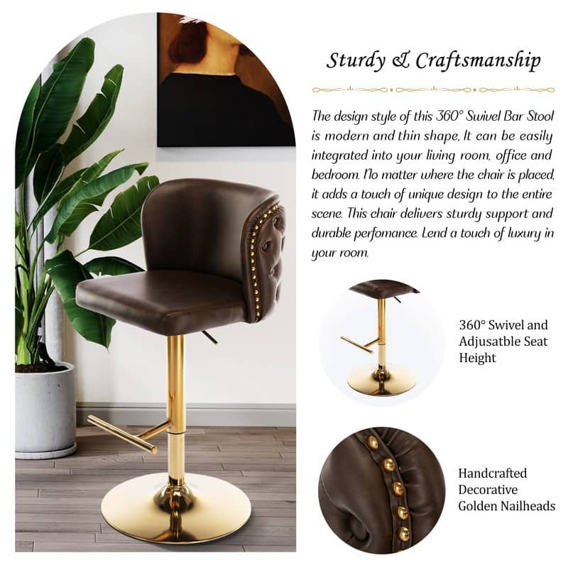 Upholstered Swivel Kitchen Counter Barstools Set of 6