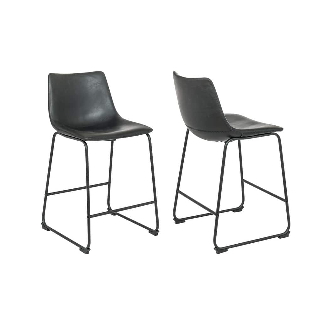 Milan 26" Vintage Faux Leather Bar Stool (Set of 2)