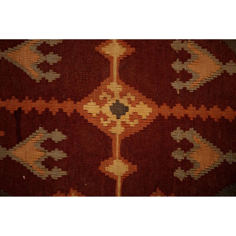Kilim Qashqai Persian Vegetable Dye Vintage Flatweave Wool Carpet - 5'4" X 9'6"