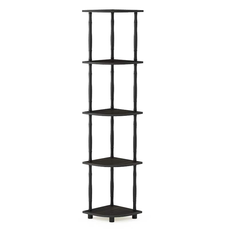 5 Tiers Wood Household Shelving Unit in Espresso/Black (11.6 in. W x 57.7 in. H x 11.6 in. D)