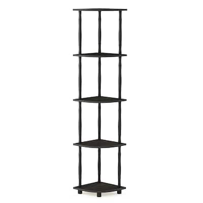 5 Tiers Wood Household Shelving Unit in Espresso/Black (11.6 in. W x 57.7 in. H x 11.6 in. D)