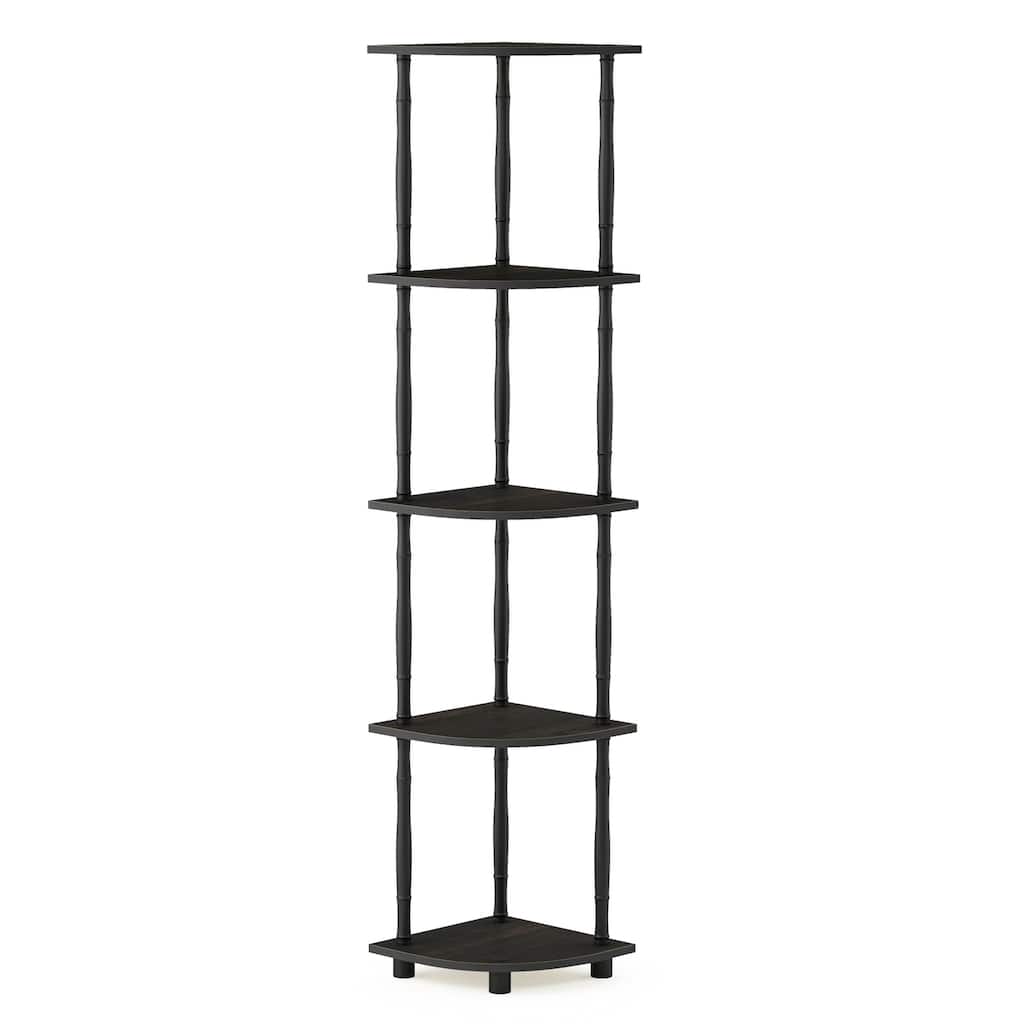 5 Tiers Wood Household Shelving Unit in Espresso/Black (11.6 in. W x 57.7 in. H x 11.6 in. D)