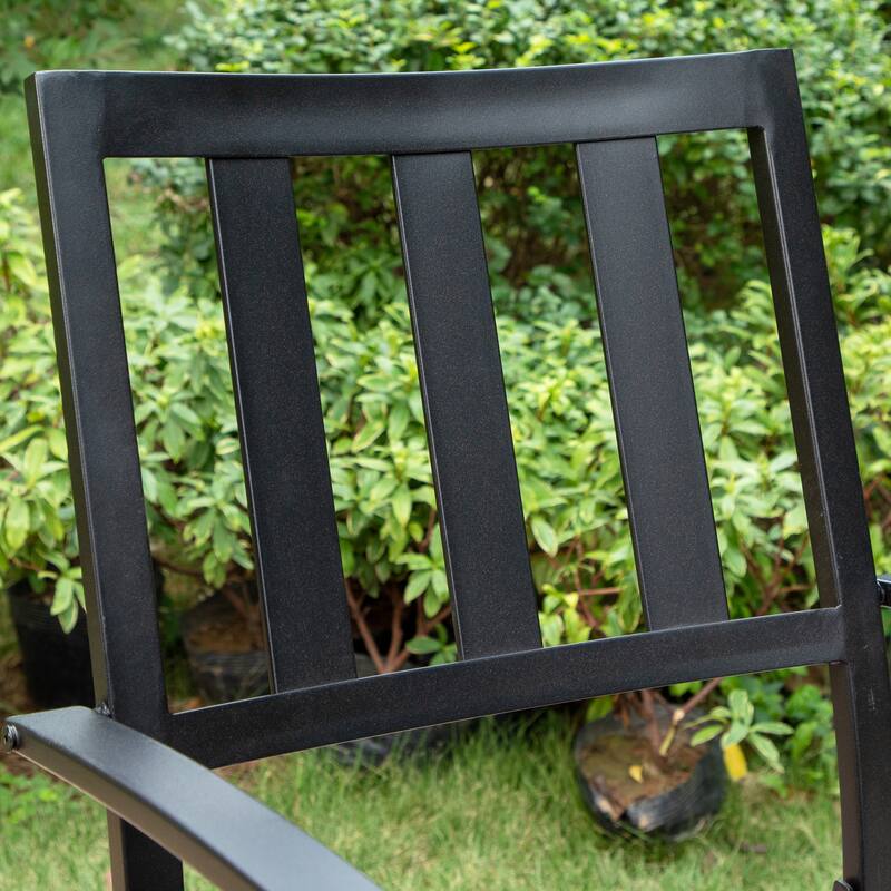 Patio E-coated Weather-resistant Stackable Dining Armchairs (Set of 2)