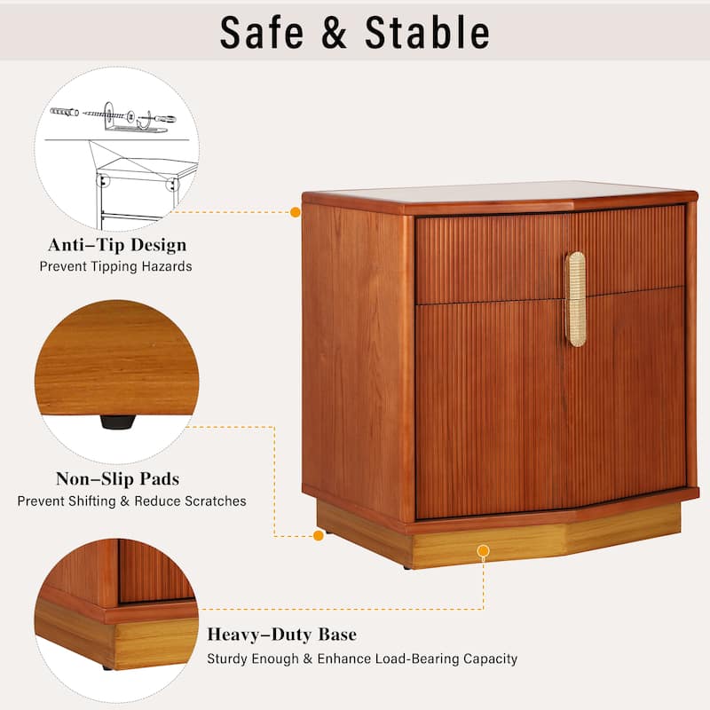 Christopher Knight Home - Silvio Nightstand with Manufactured Wood and Prism Silhouette