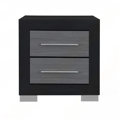 Black and Grey Nightstand with Spacious Drawers for Modern Bedrooms