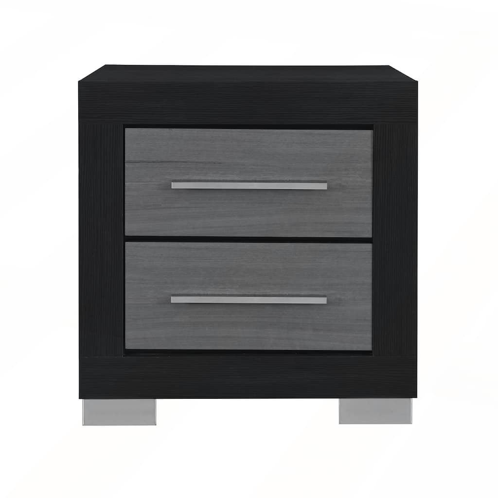 Black and Grey Nightstand with Spacious Drawers for Modern Bedrooms