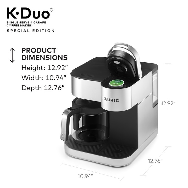 Keurig K Duo Special Edition Single Serve K Cup Pod Carafe Coffee Maker Silver