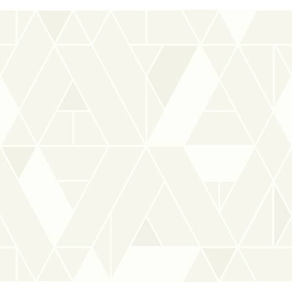 slide 2 of 4, Seabrook Designs Parket Geometric Triangles Unpasted Wallpaper 27 in. W x 27 ft. L - Cream & Metallic Ivory