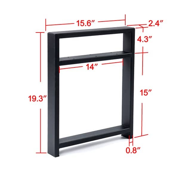 Black Metal Twin Layers Bench Legs DIY Furniture Legs Rectangle Legs - 19.3" x 15.6" x 2.4"