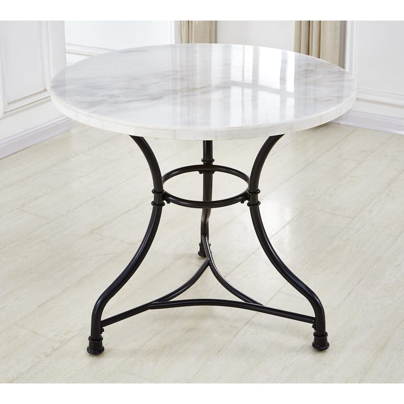 Steve Silver Callao 34" Round Marble Bistro Table,Black - Black