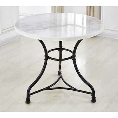 Steve Silver Callao 34" Round Marble Bistro Table,Black - Black