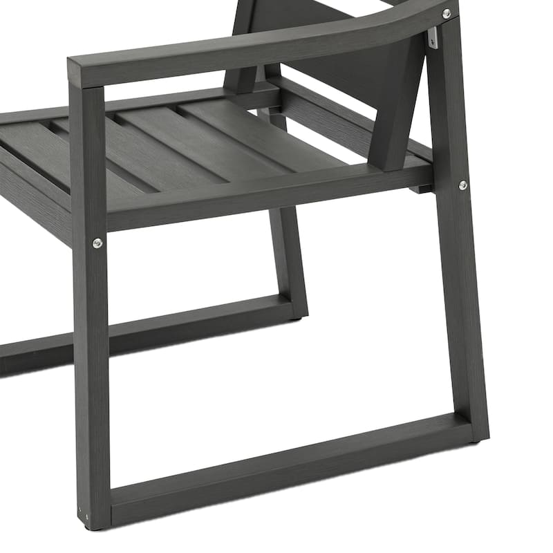 5-Piece HDPS Rectangular Patio Dining Set with Slatted Table Top and outdoor Armchairs - 23.6"D x 24.6"W x 34.6"H