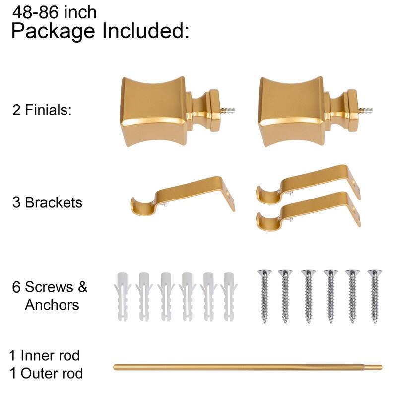 UTOPIA ALLEY Wall Mounted 3/4 Inch Curtain Rod - Curtain Rods For Windows, Adjustable Drapery Rods