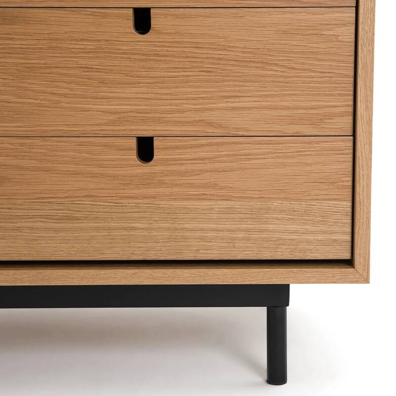 68'' Strio Oak Bathroom Cabinets Sideboard with Sliding Doors - N/A