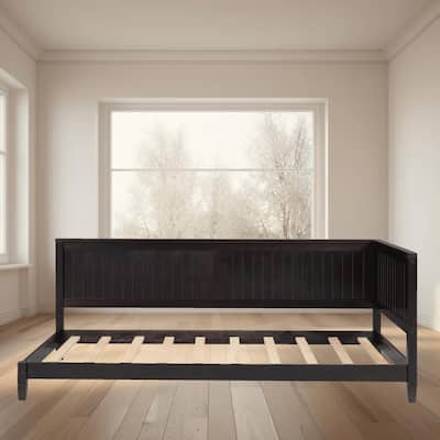 Twin Size Wood Daybed with Wooden Slats Support, Backrest and Armrest, Versatile Sofa Bed Combo, for Bedroom, Guest Room