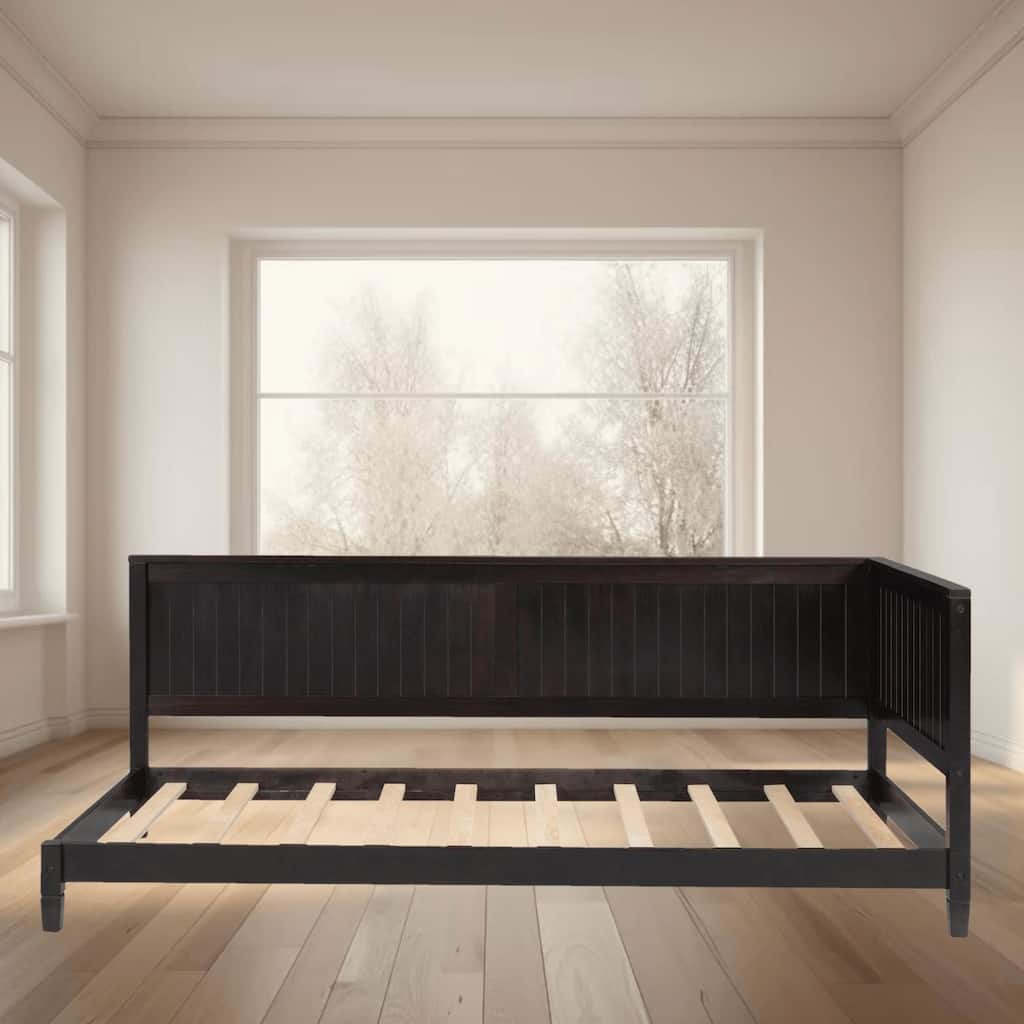 Twin Size Wood Daybed with Wooden Slats Support, Backrest and Armrest, Versatile Sofa Bed Combo, for Bedroom, Guest Room