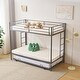 preview thumbnail 13 of 29, Twin Over Twin Bunk Bed with Trundle, Metal Bunk Bed with Two Side Ladder and Guardrails
