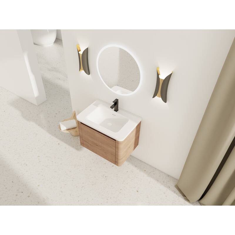 Wall-Mounted Bathroom Vanity with Ceramic Sink