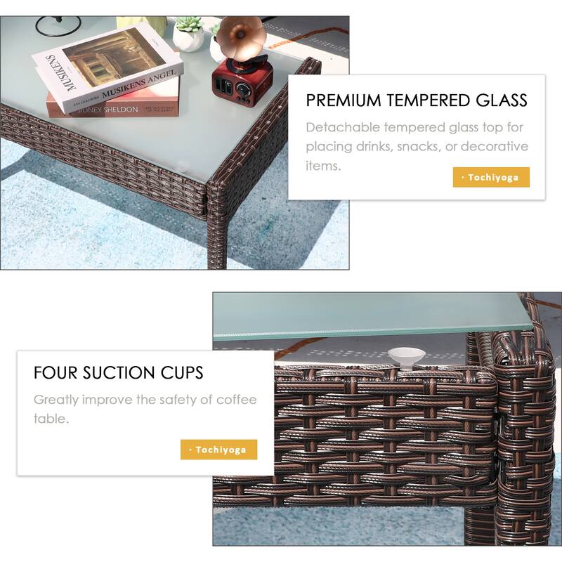 Vrakae 4 Piece Outdoor Patio Rattan Wicker Furniture Set