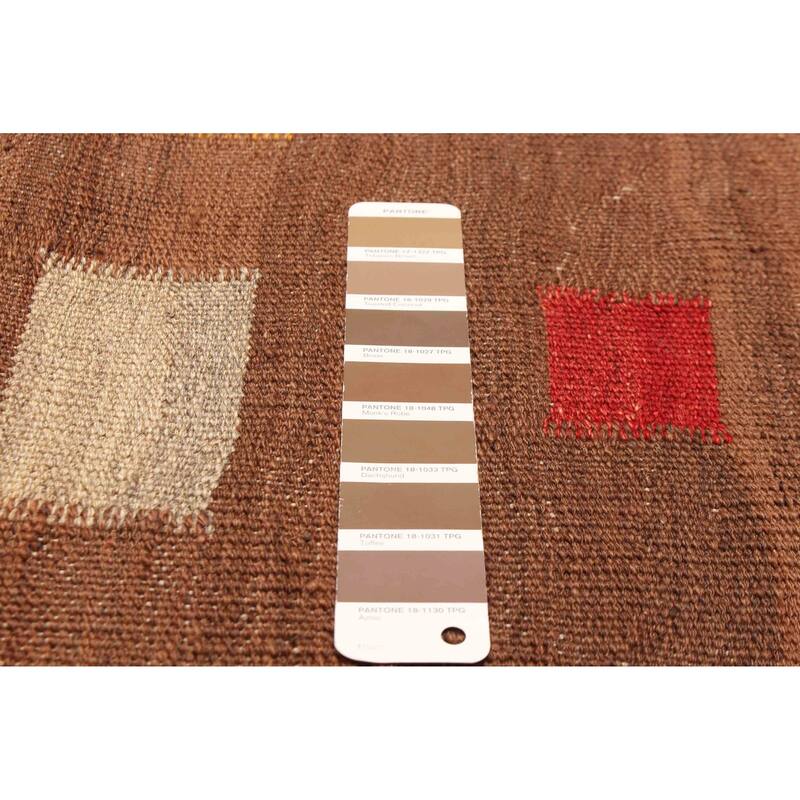 ECARPETGALLERY Flat-Weave Ankara FW Brown Wool Kilim - 7'0 x 9'10