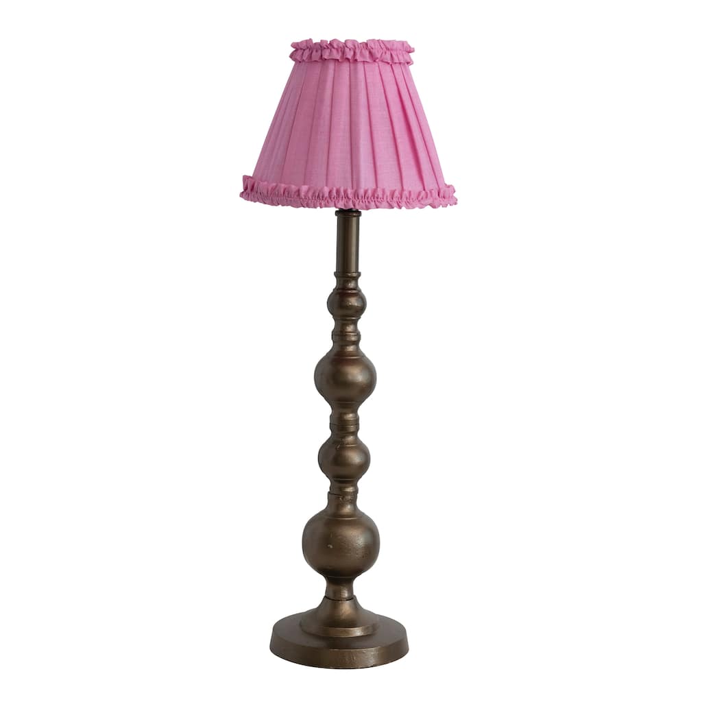 Sculptural Metal Table Lamp with Pleated Shade - 8.0"L x 8.0"W x 23.0"H