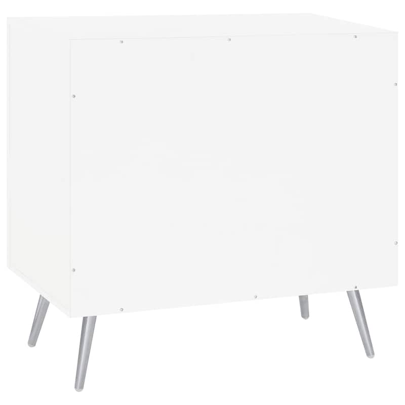 Nieta 2-Tier Accent Cabinet With Glass Shelf White High Gloss And Chrome